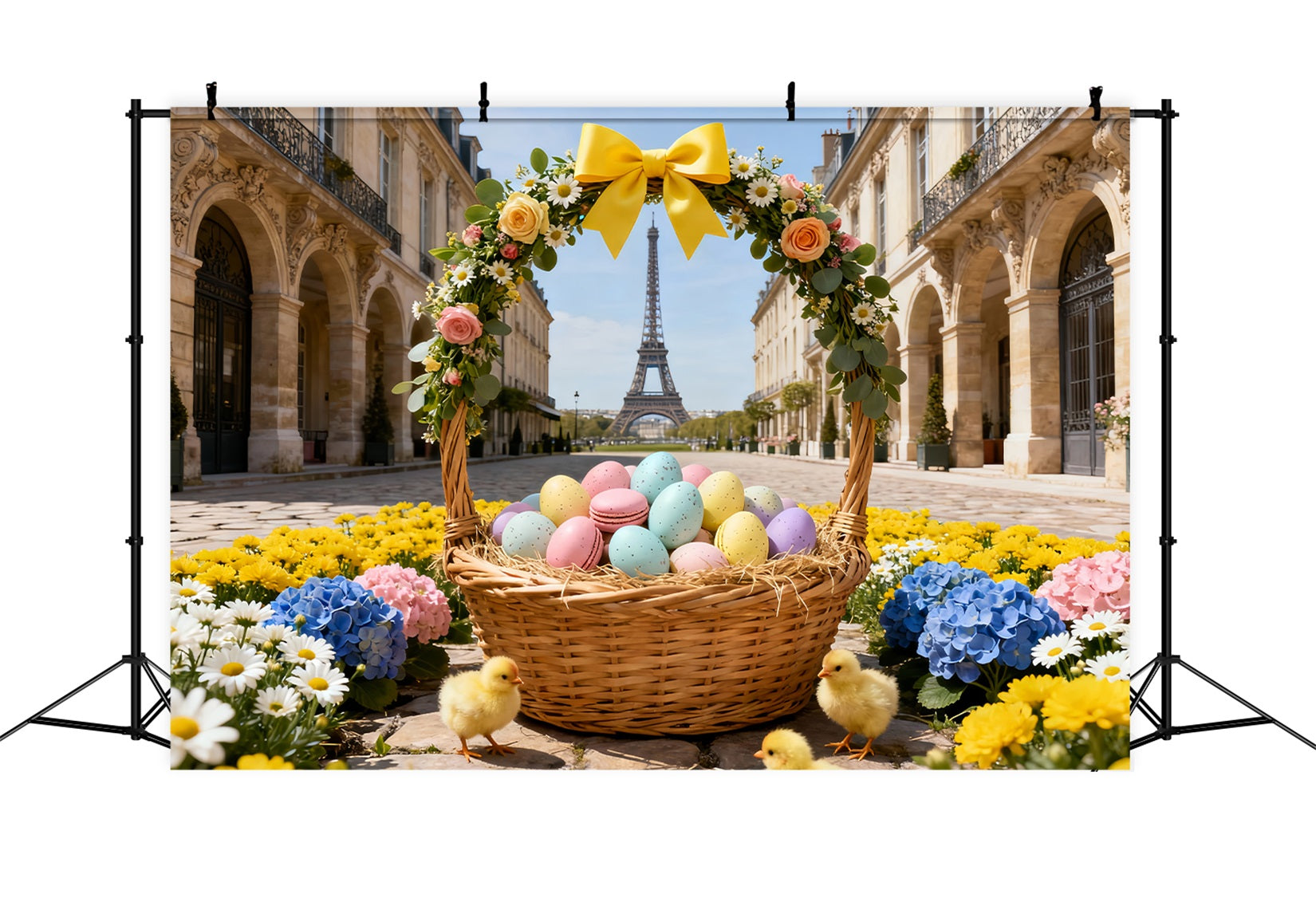 Baby Chick Backdrop Paris Floral Egg Basket Easter Backdrop Ideas UK LXX61-96