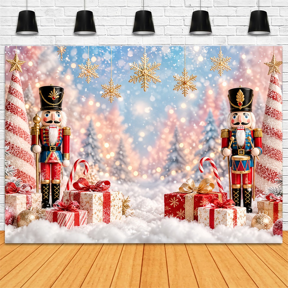 Christmas Backdrop Bokeh Snowflake Gift Display Nutcracker Photo Backdrop UK LXX610-156