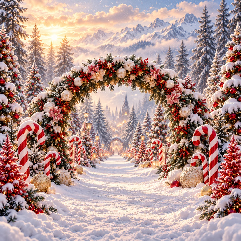 Christmas Backdrop for Photos Candy Cane Floral Archway Christmas Backdrop for Wall UK LXX610-175