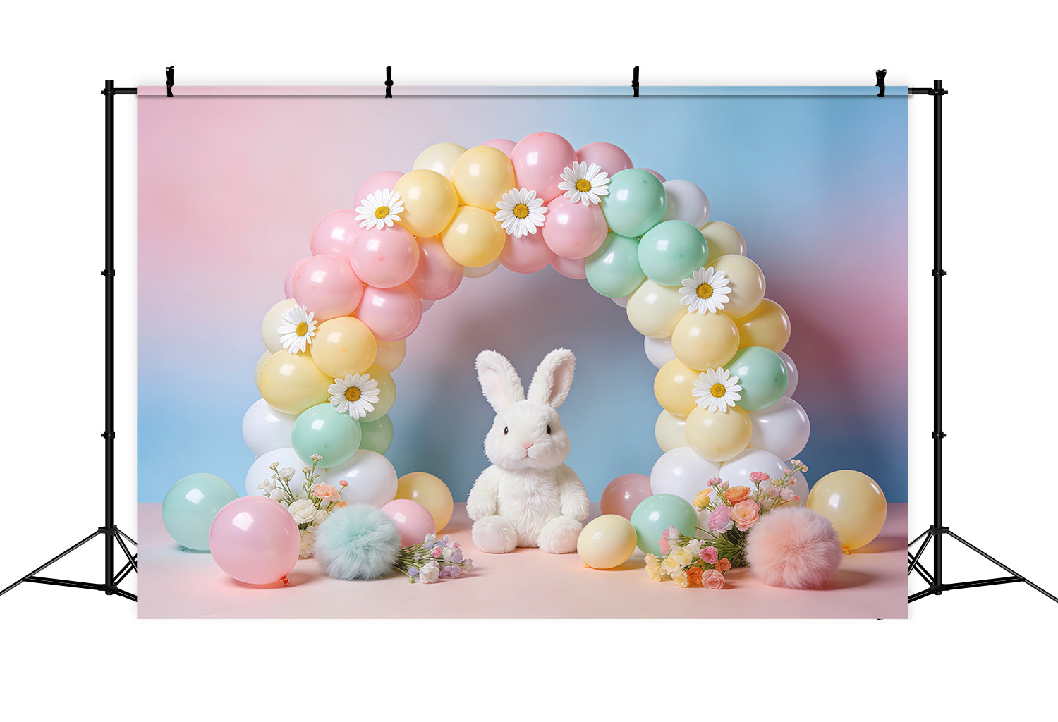 Easter Balloon Backdrop Ideas Bunny Flower Daisy Arch Easter Backdrops Photography UK LXX62-70