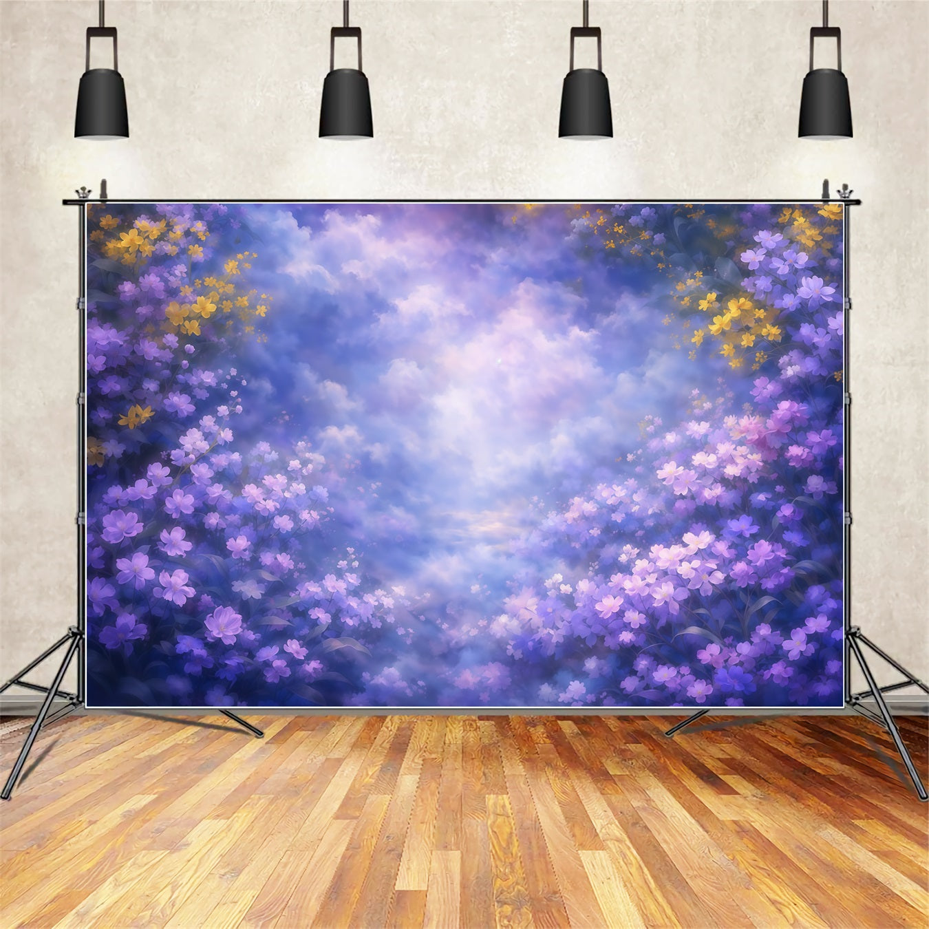 Mother's Day Portrait Backdrop Dreamy Purple Floral Cloud Mother's Day Backdrop UK LXX63-1