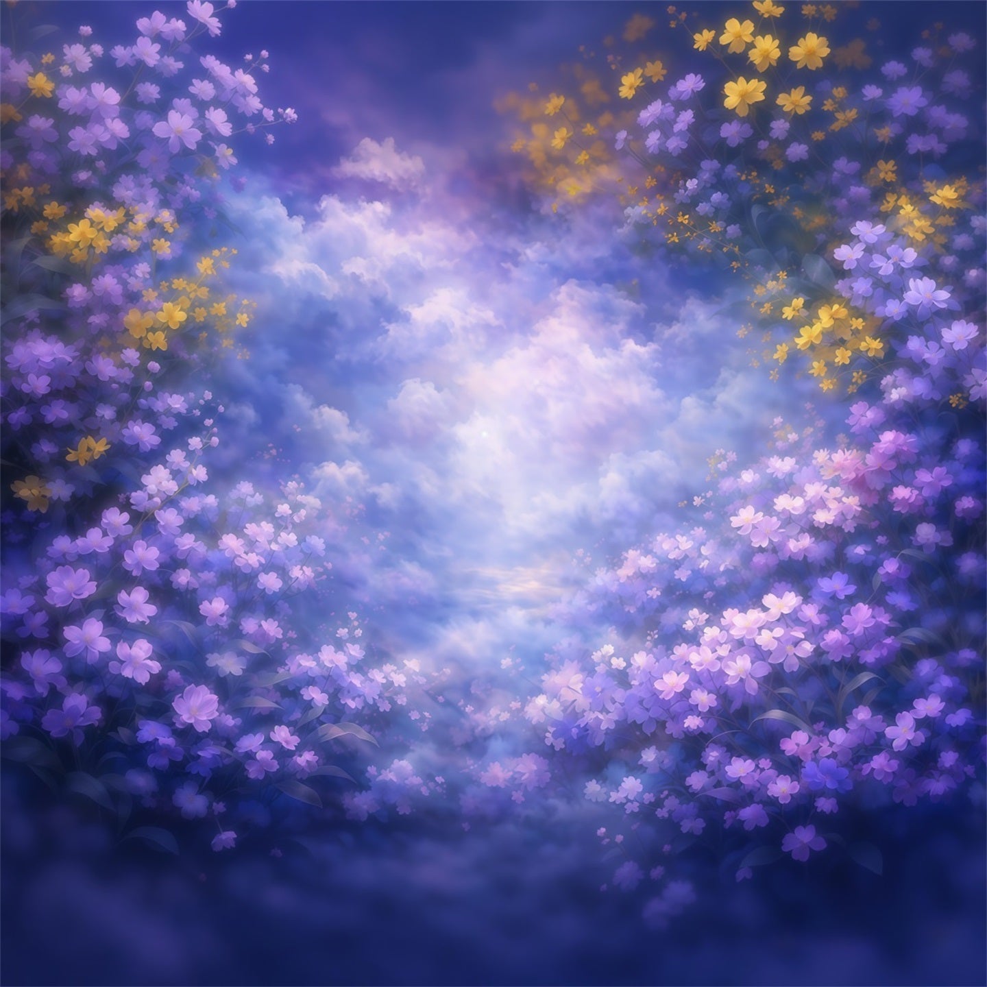 Mother's Day Portrait Backdrop Dreamy Purple Floral Cloud Mother's Day Backdrop UK LXX63-1