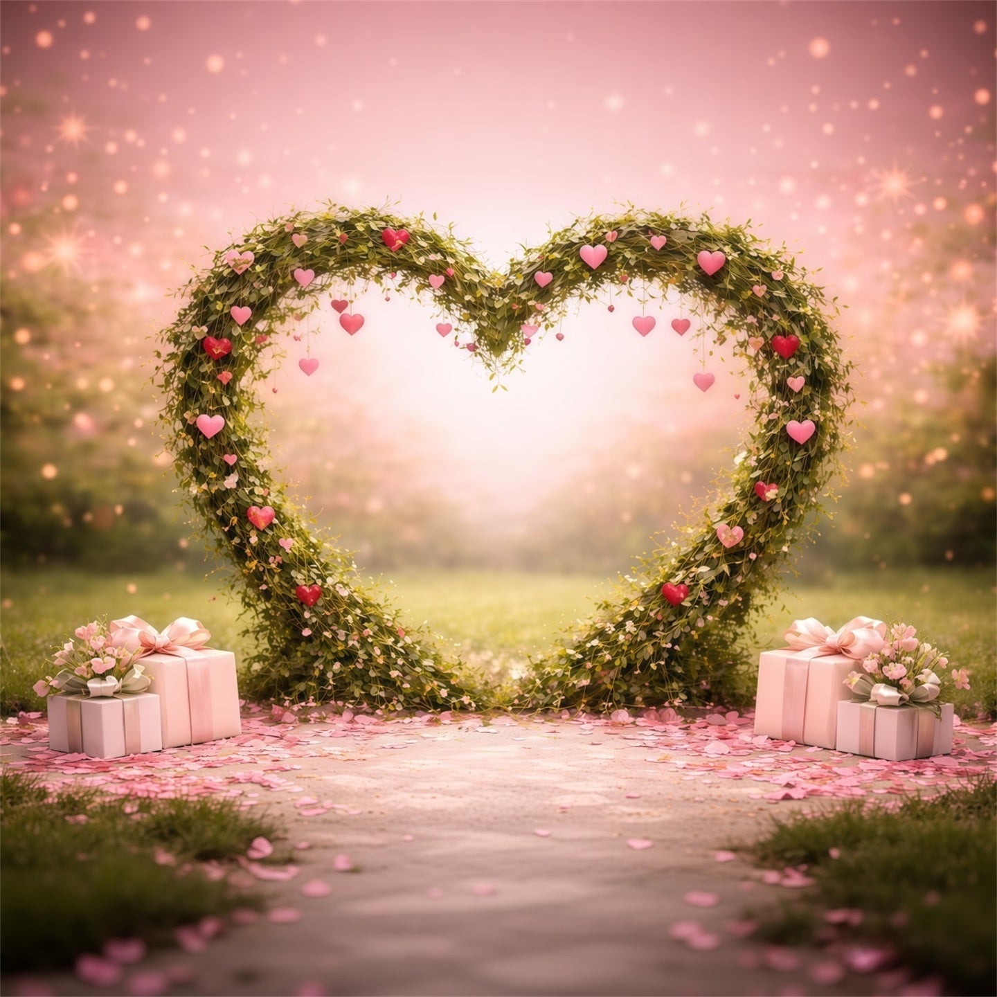 Heart Floral Frame Mother's Day Backdrop Romantic Vine Pink Gift Mother's Day Backdrop Ideas UK LXX63-13