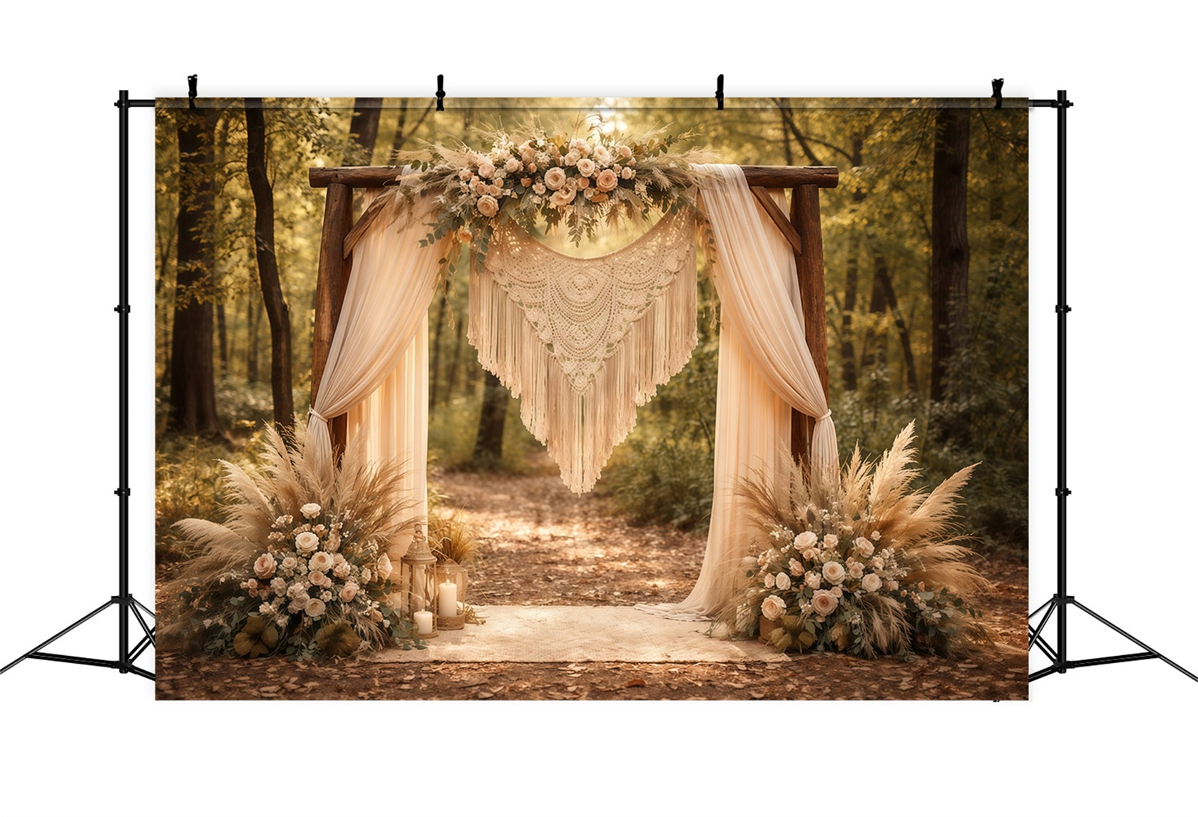 Floral Arch Mother's Day Backdrop Boho Pampas Flower Arch Woodland Mothers Day Backdrop Ideas UK LXX63-20