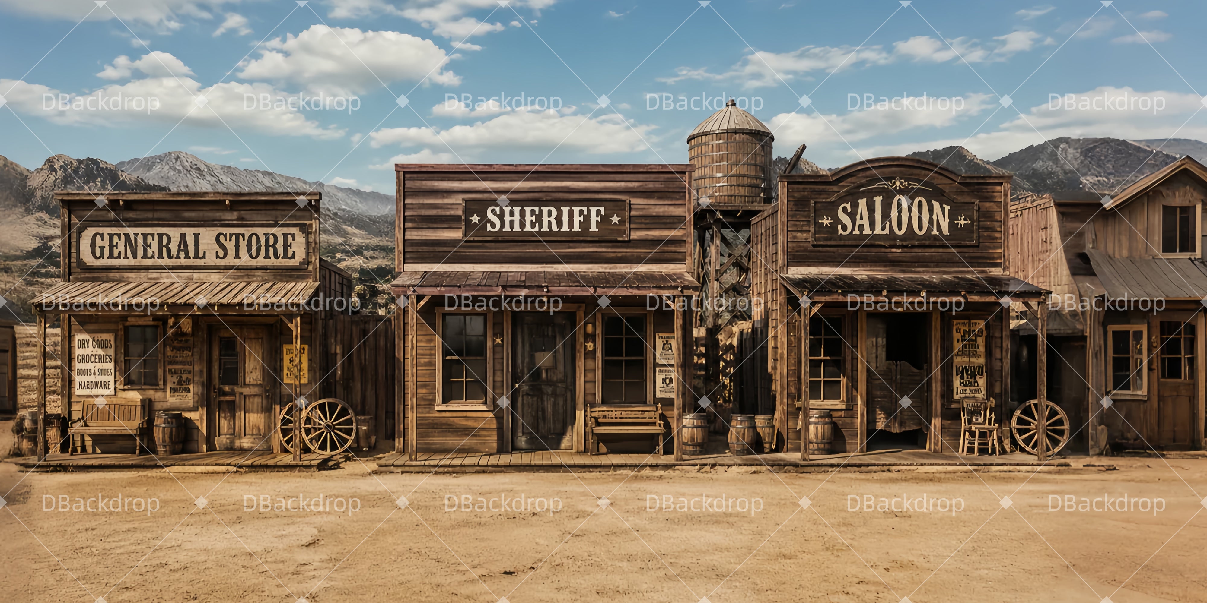 Old West Backdrop Vintage Western Town VBS Backdrops UK LXX65-T12