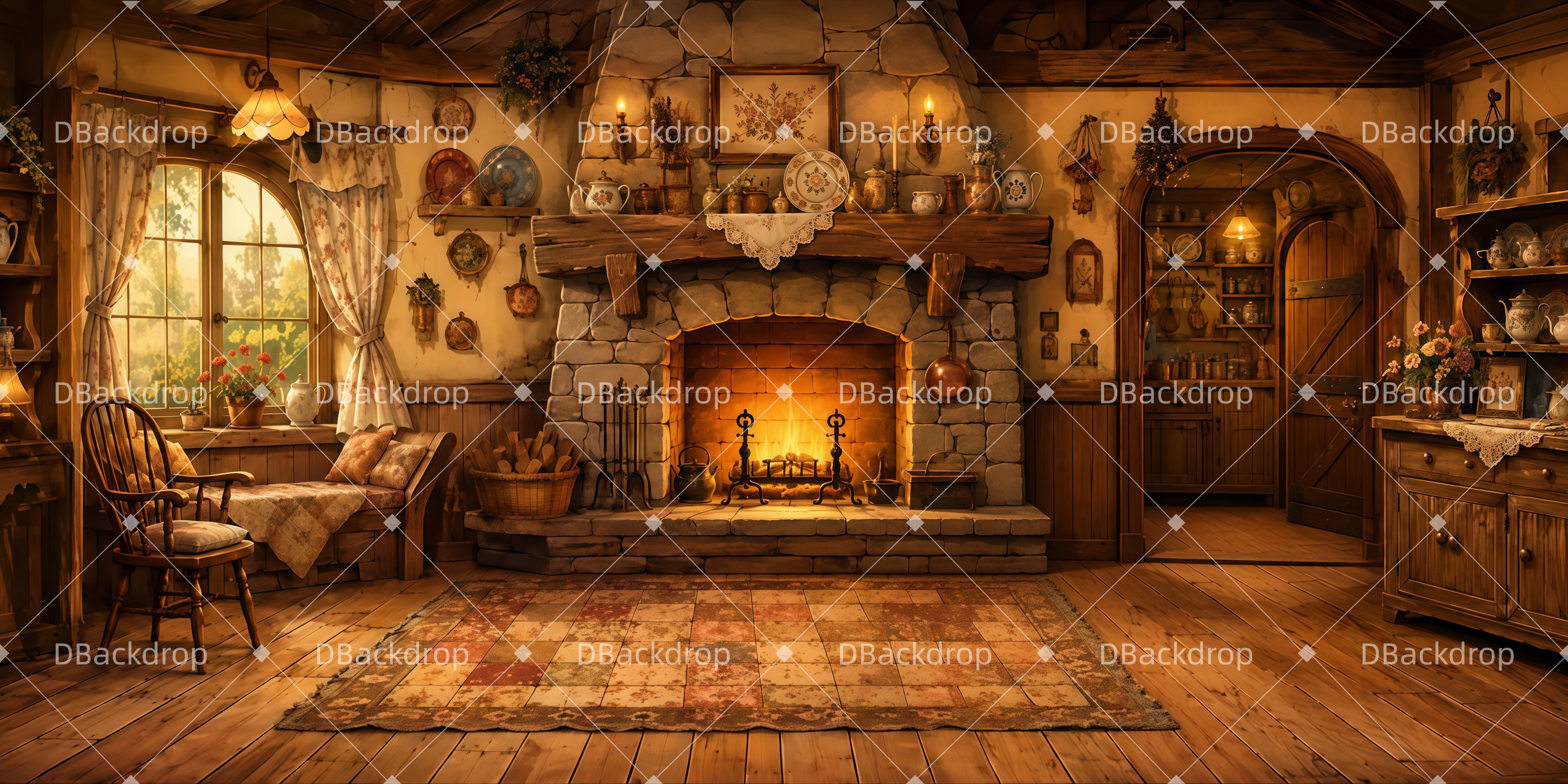 Stage Backdrops Rustic Hearth Room Professional Stage Backdrops UK LXX65-T21