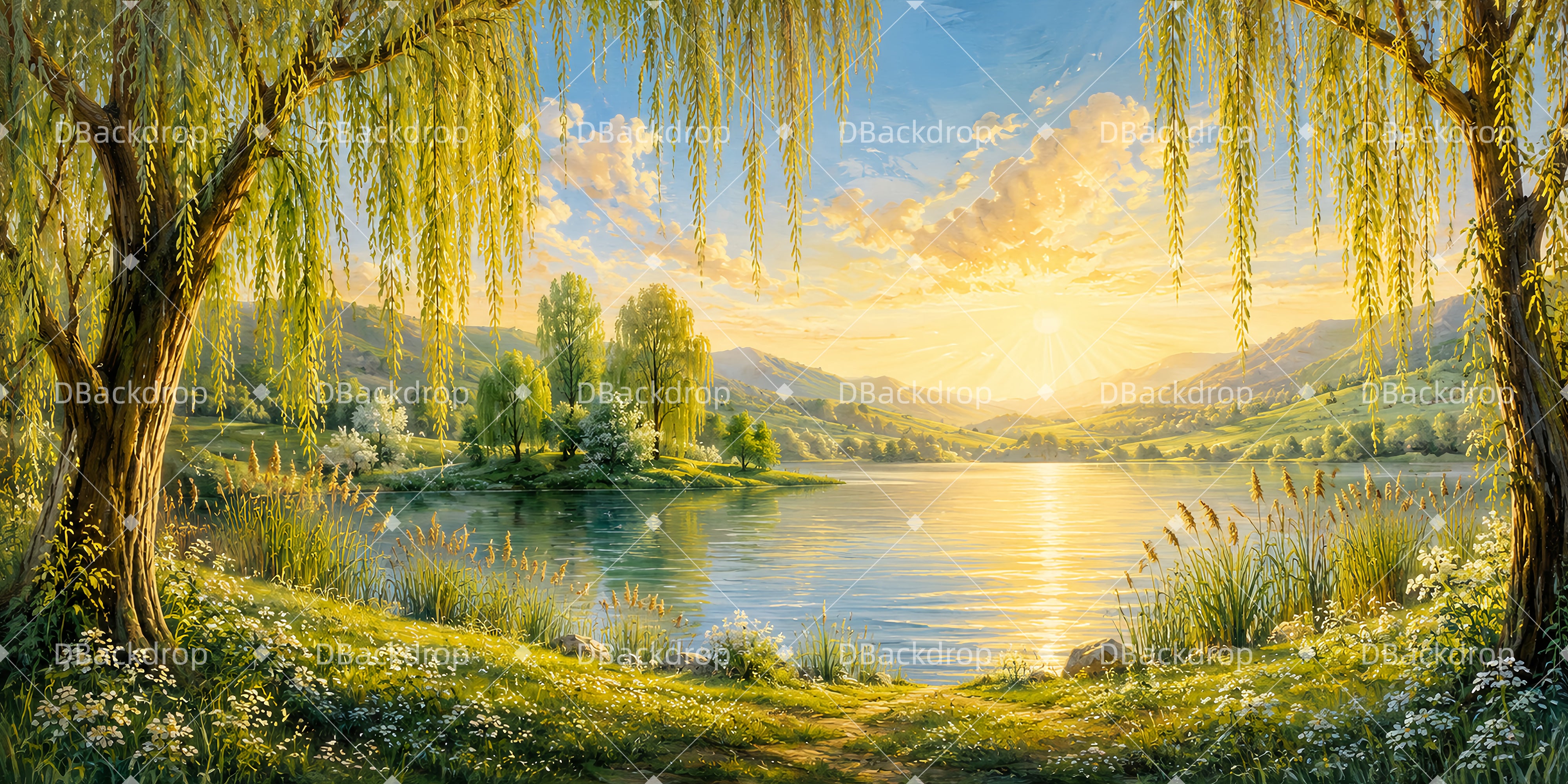 Theater Stage Backdrop Sunny Willow Valley Scenic Backdrops UK LXX65-T27