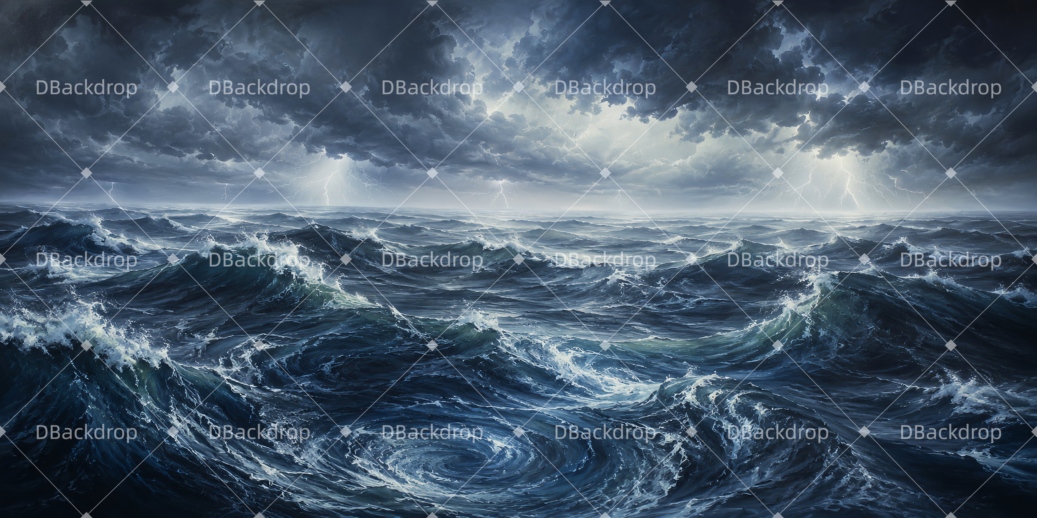 Movie Theater Backdrop Stormy Ocean Waves Large Stage Backdrops UK LXX65-T48