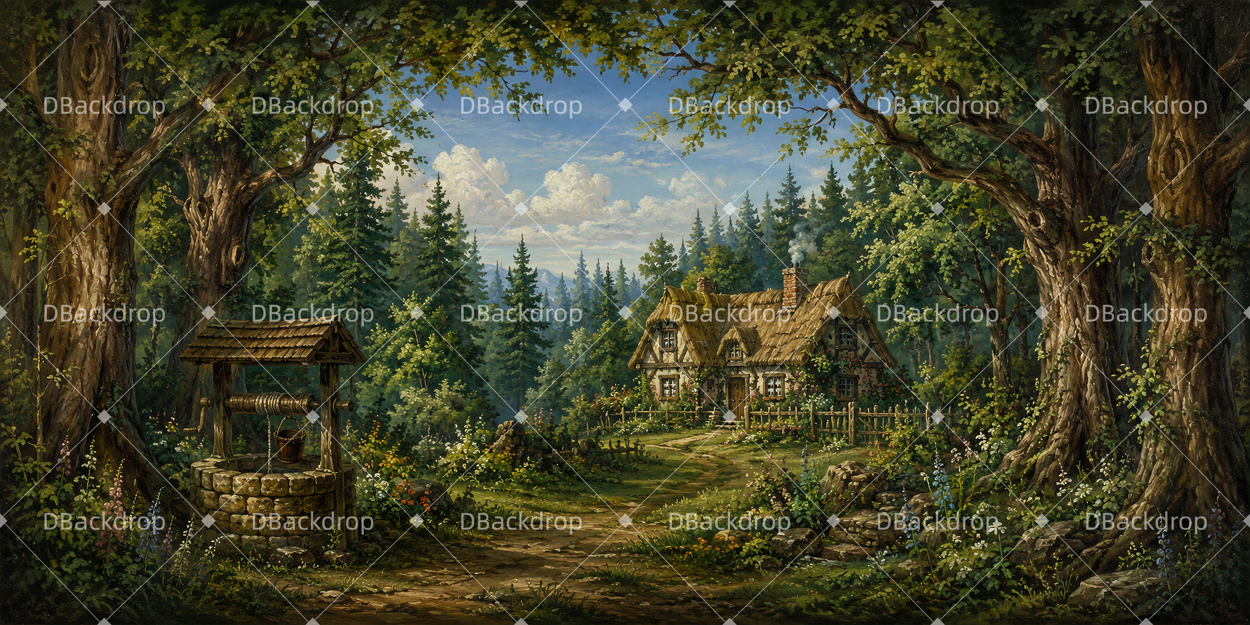 Forest Stage Backdrop Rustic Woodland Cabin Theater Backdrops UK LXX65-T99