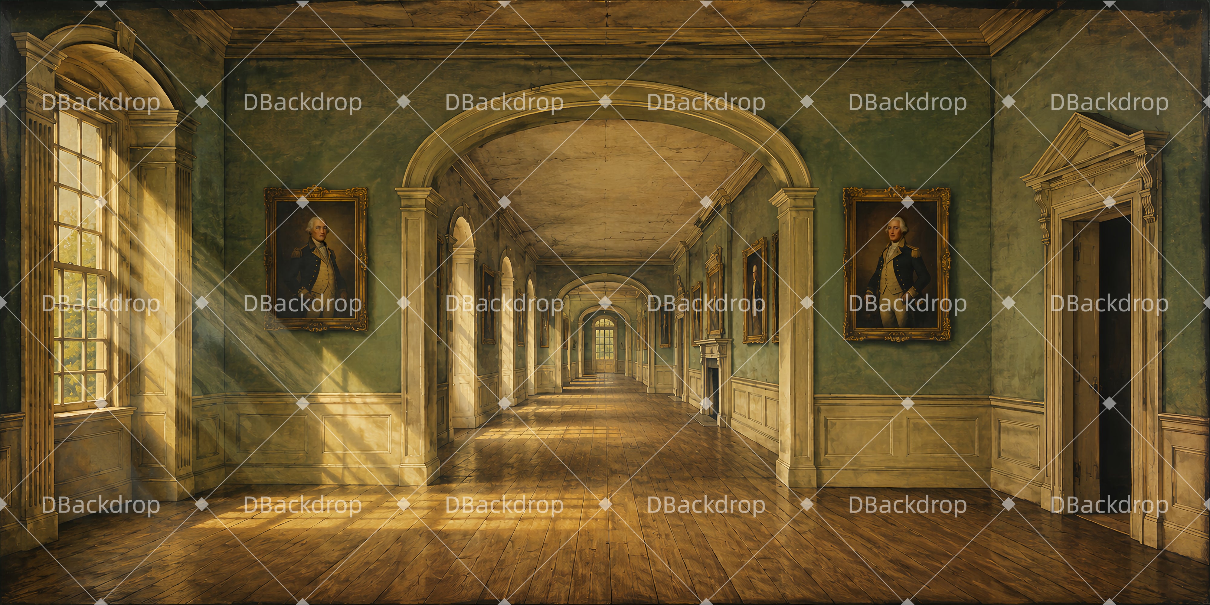 Stage Backdrop Colonial Hallway Backdrop For Theater Play UK LXX66-T45