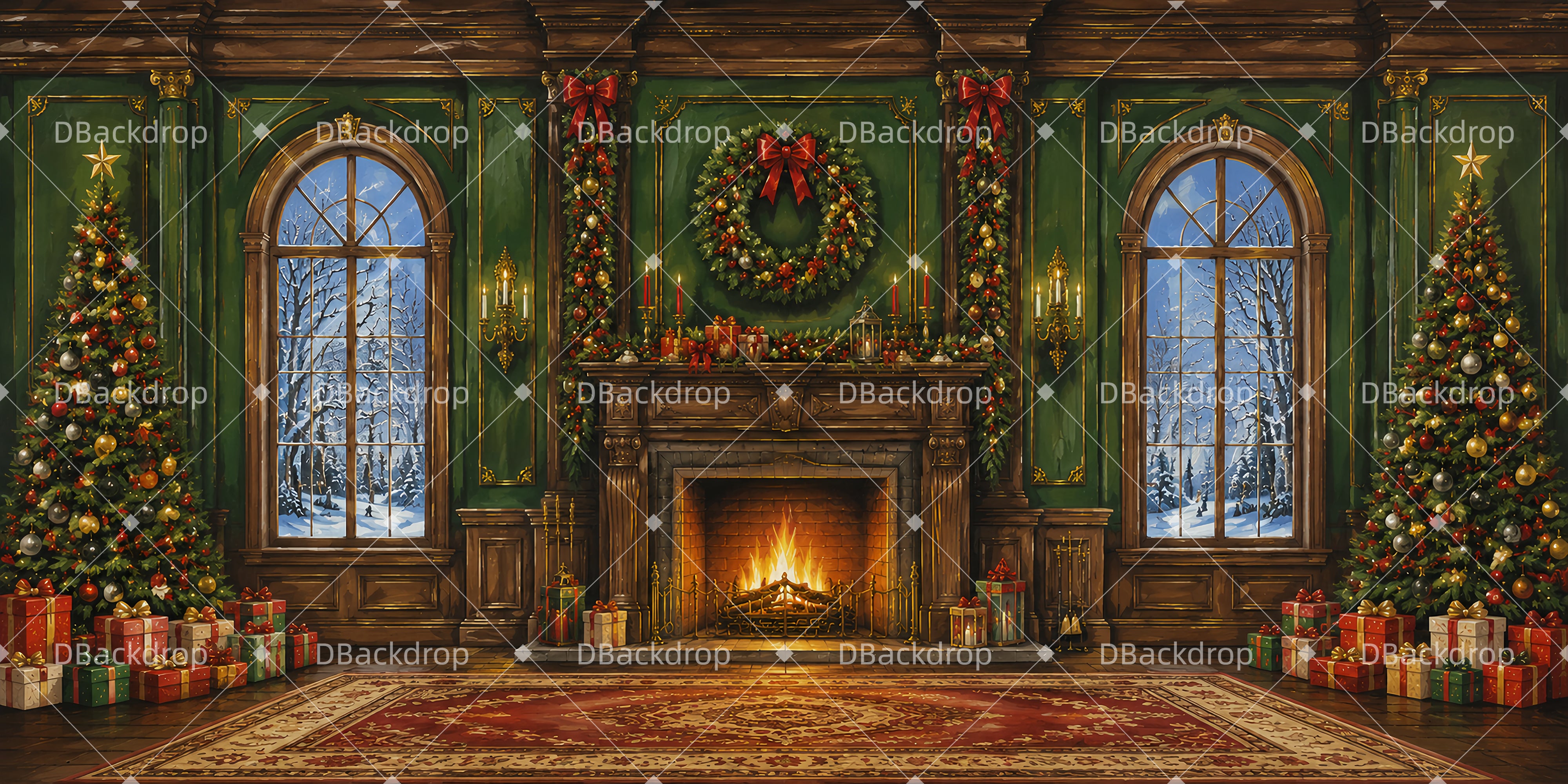 Nutcracker Stage Backdrop Christmas Hearth Room UK Performance Backdrop LXX66-T68