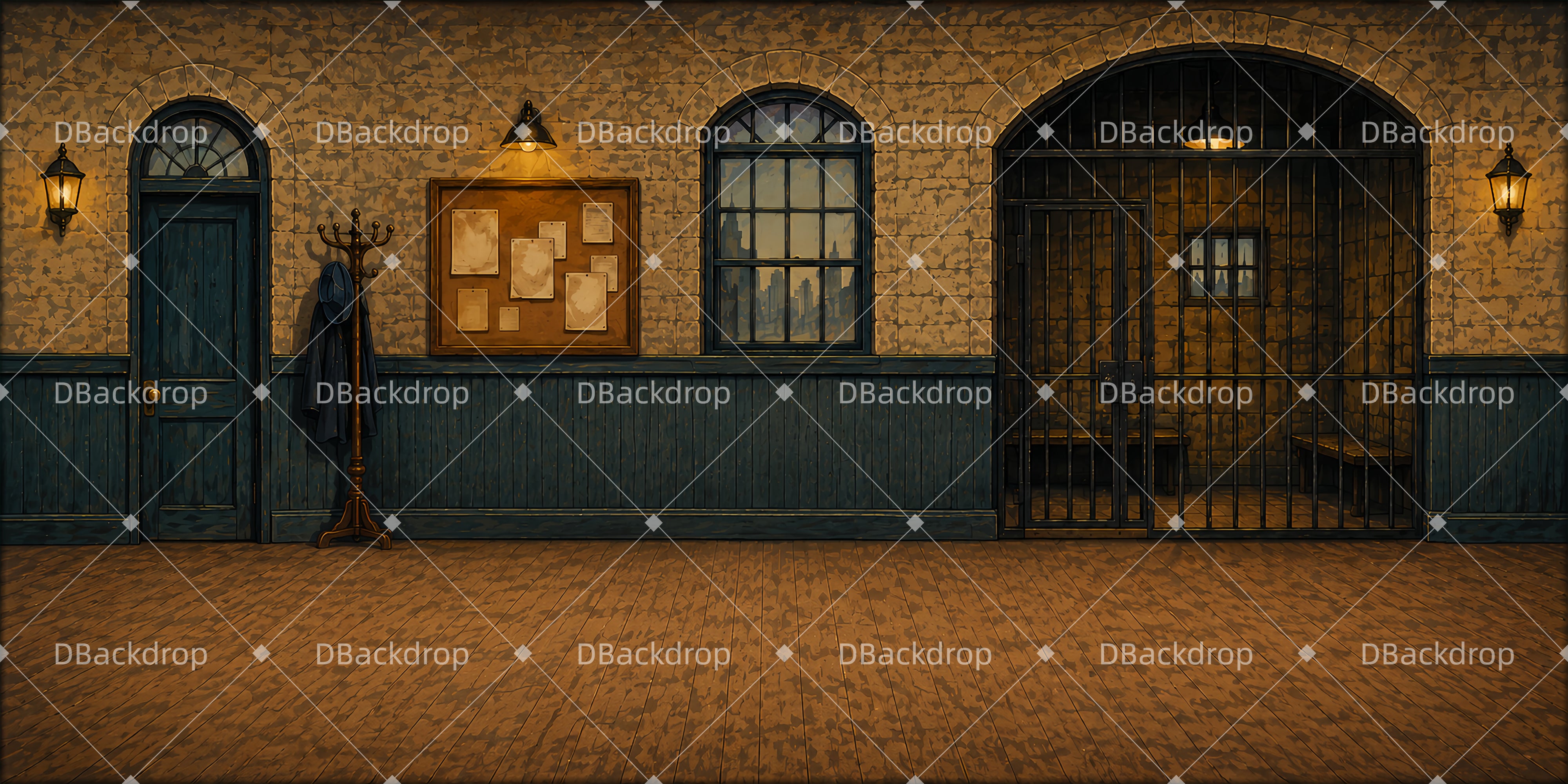 Backdrop For Theater Sheriff Station UK Professional Stage Backdrops LXX66-T92