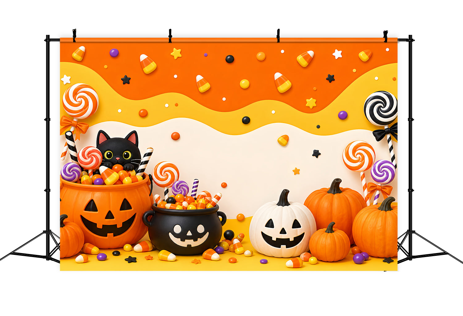 Cute Halloween Backdrops Candy Pumpkin Cat Party Halloween Backdrops Scene Setters UK LXX67-113