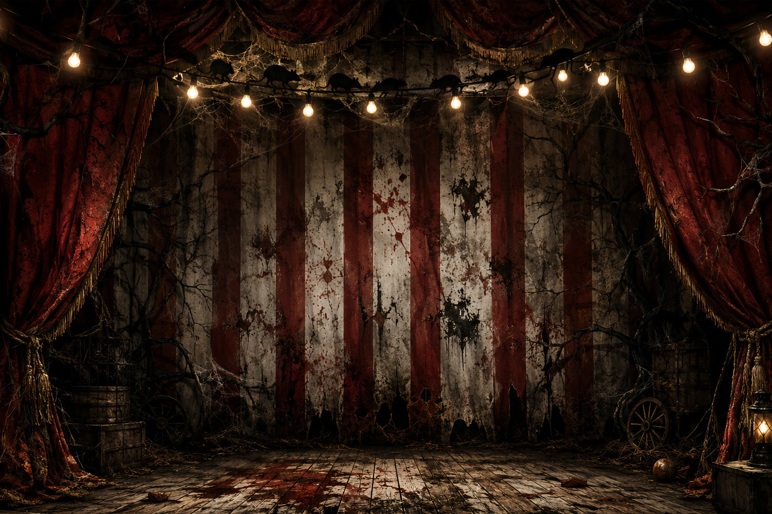 Halloween Clown Backdrop Bloody Circus Curtain Stage Halloween Fabric Backdrop UK LXX67-158