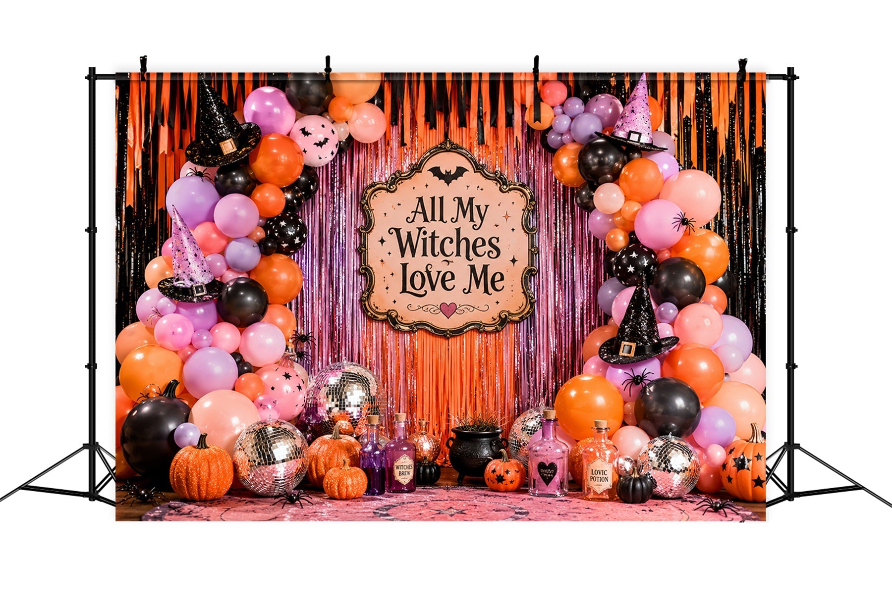 Halloween Backdrop Photo Booth Witchy Balloon Party Display Backdrops Halloween UK LXX67-193