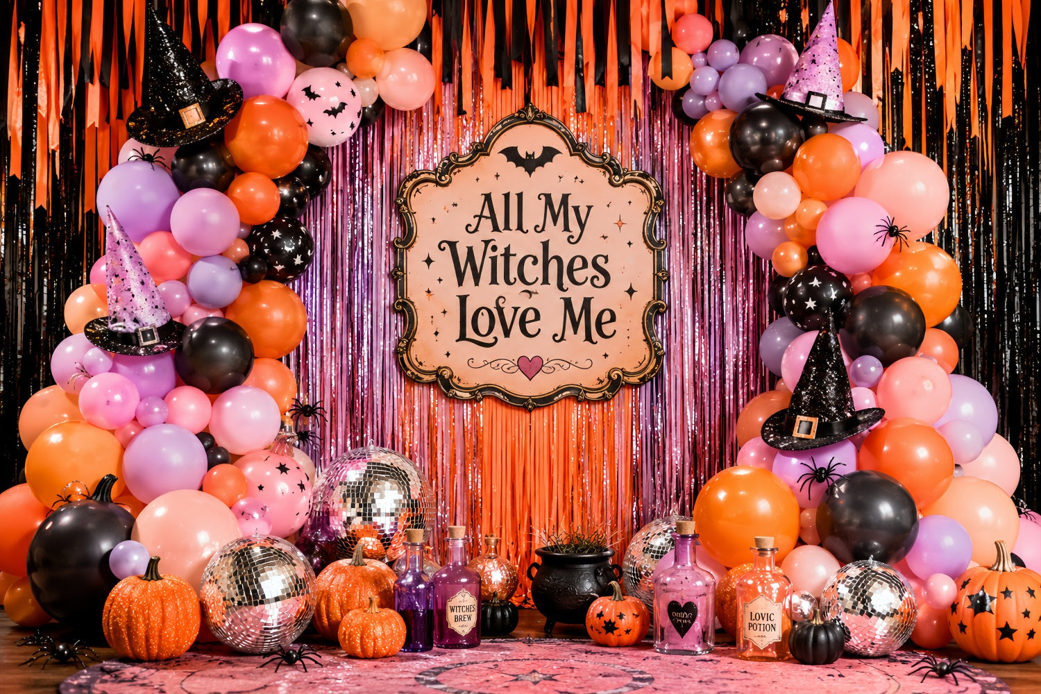 Halloween Backdrop Photo Booth Witchy Balloon Party Display Backdrops Halloween UK LXX67-193