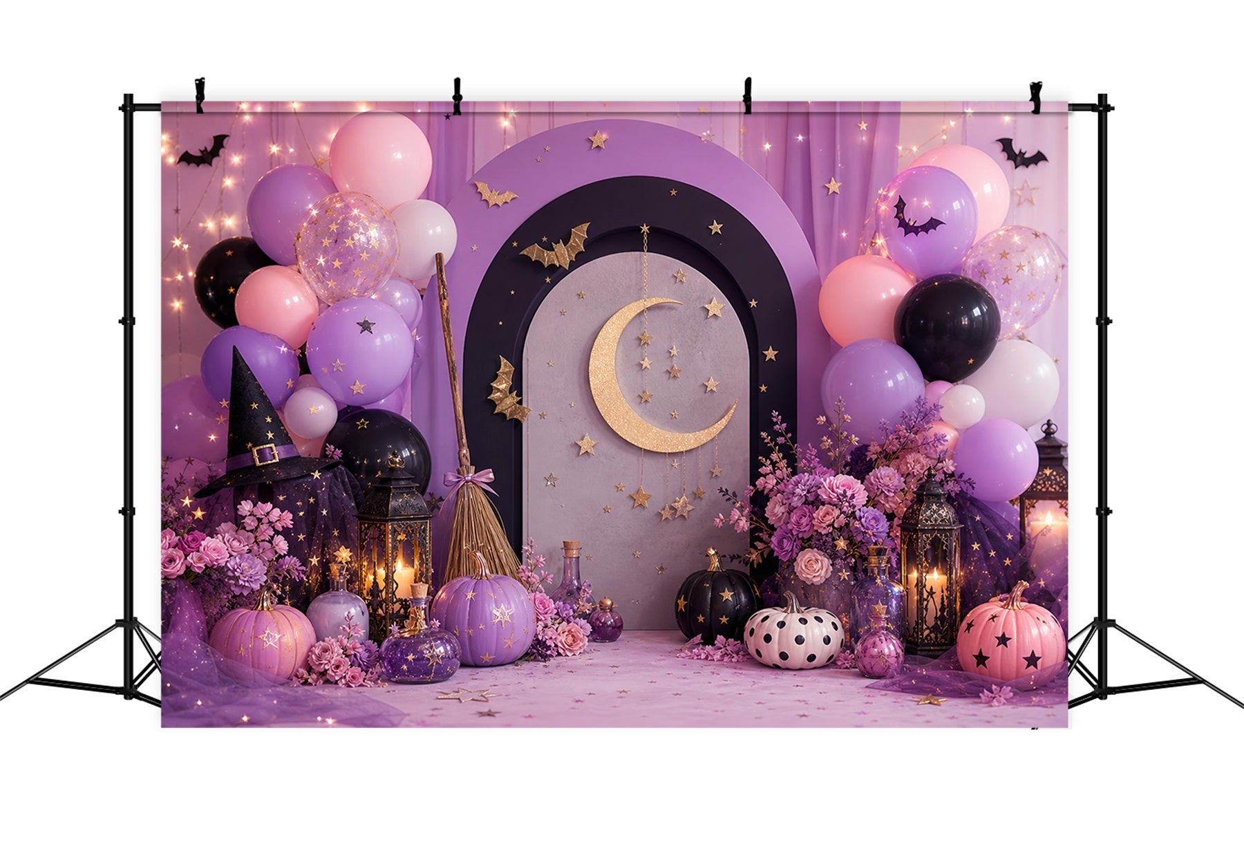 Pumpkin Patch Photo Backdrop Golden Crescent Witch Party Halloween Party Backdrop UK LXX67-227
