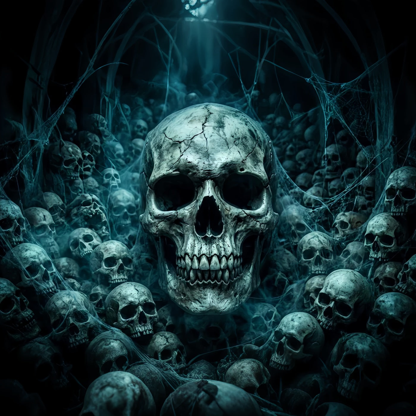 Skeleton Backdrop Cobweb Skull Crypt Horde Spooky Backdrops UK LXX67-235
