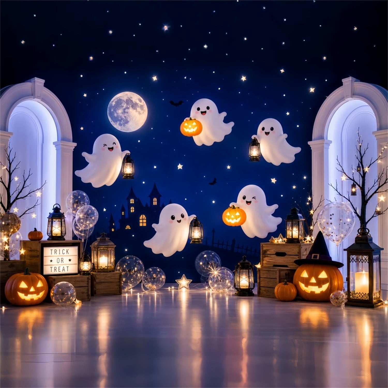 Halloween Themed Backdrops Ghosts Pumpkins Lantern Arches Halloween Backdrop Ideas UK LXX67-5