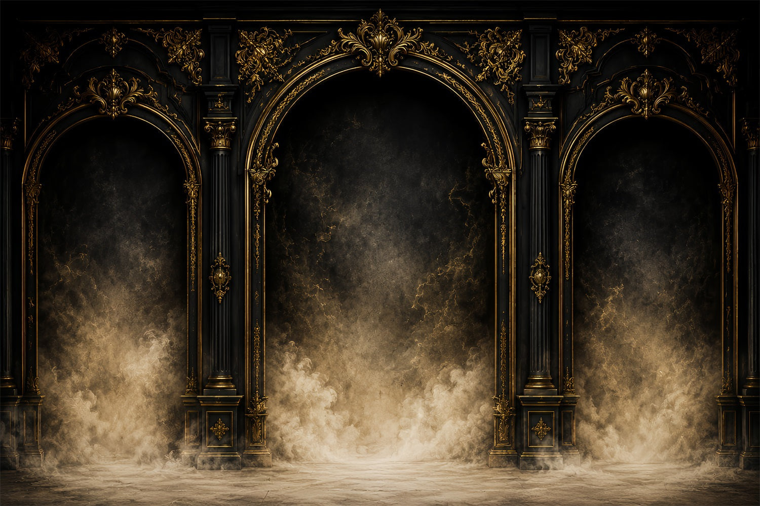 Simple Halloween Backdrop Gothic Golden Archway Columns Extra Large Halloween Backdrop UK LXX67-54