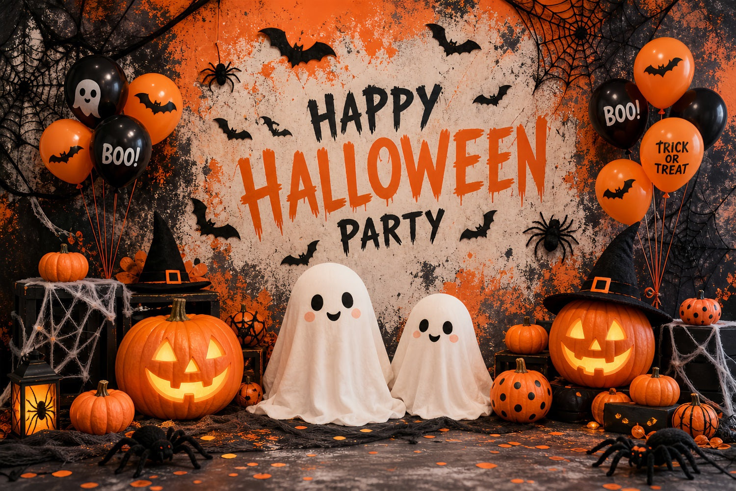 Halloween Party Picture Backdrop Ghost Pumpkin Balloon Decor Halloween Backdrop UK LXX67-57