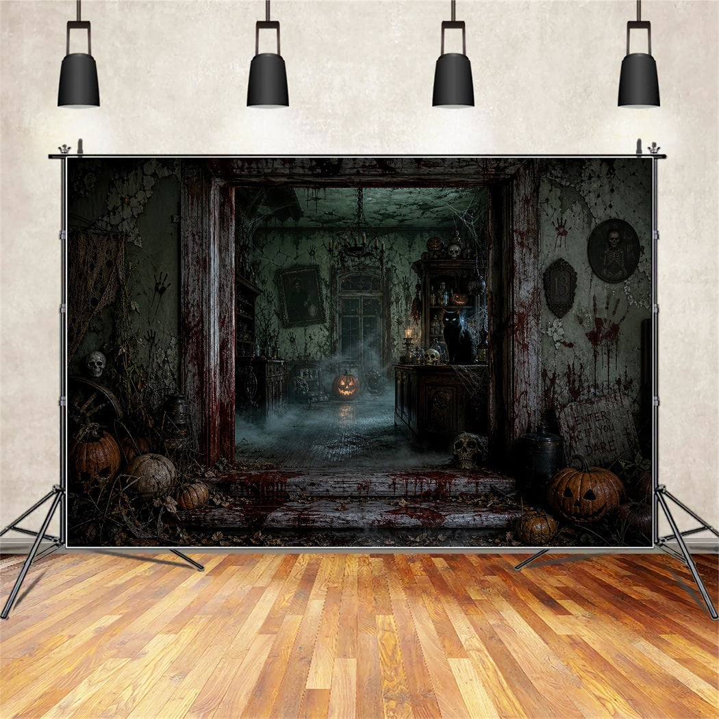 Halloween Party Backdrop Ideas Bloody Haunted Manor Entrance Halloween Scary Backdrops UK LXX67-94