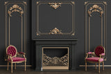 Retro Fireplace Wall with Armchair Backdrop UK  M-66