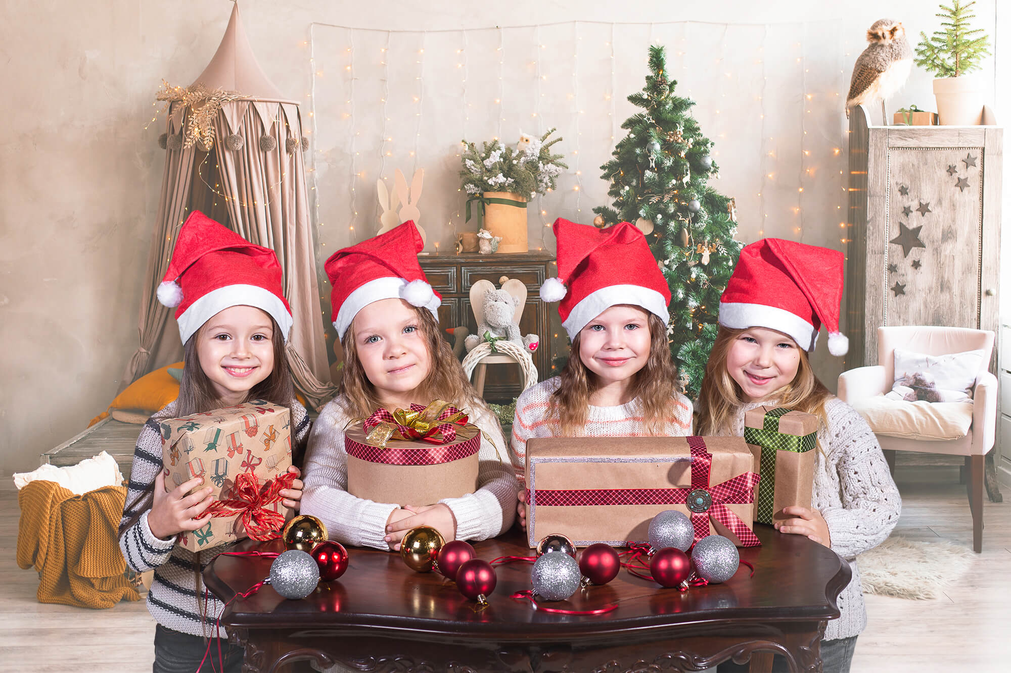 Christmas Themed Bedroom Photography Backdrop UK M10-81