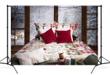 Winter Snowy Window Christmas Bed Backdrop UK M11-41
