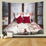 Winter Snowy Window Christmas Bed Backdrop UK M11-41