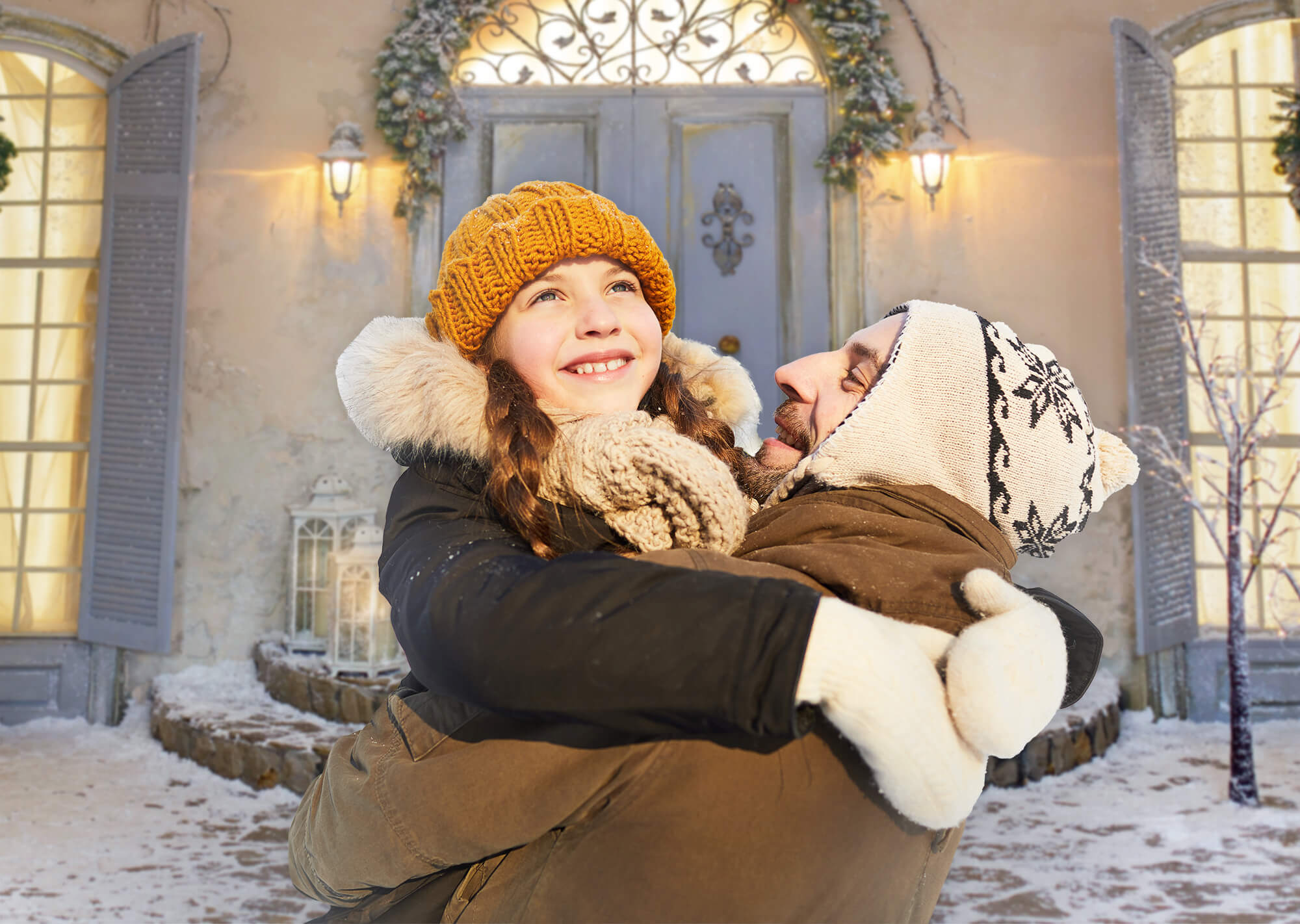 Christmas Front Porch Door Window Backdrop UK M11-43