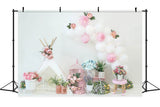 Pink and White Balloon Flower Small Tent Craft Decoration Birthday Backdrop M2-20
