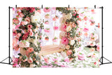Spring Romantic Pink Rosaceae Flower Vine Tangled Swing Backdrop M2-24