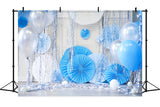 Birthday Party Ocean Blue Paper Sculpture Decoration Ribbon Balloon Backdrop M2-27