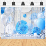 Birthday Party Ocean Blue Paper Sculpture Decoration Ribbon Balloon Backdrop M2-27