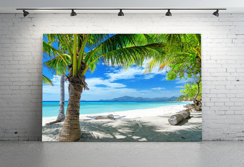 Summer Seaside Palm Trees Blue Sky Backdrop UK M5-116
