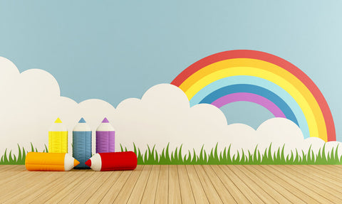 Colorful Playroom Pencils Rainbow Backdrop UK M5-98