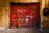 Vintage Red Barn Door Brick Wall Backdrop UK M6-116