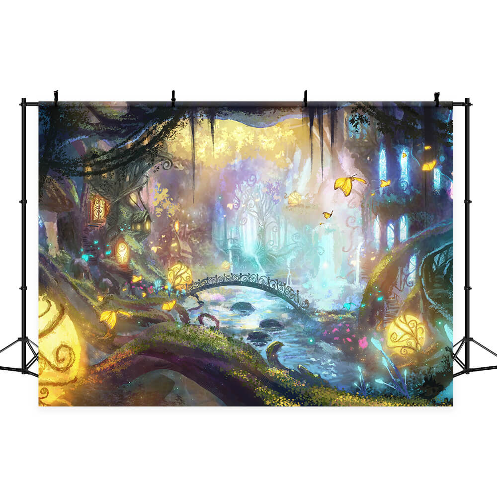 Wonderland Forest Butterfly Firefly Backdrop UK M6-125