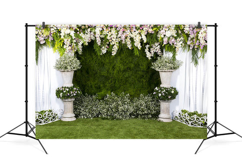 Green Grassfield Flowers Wedding Arch Backdrop UK M6-35