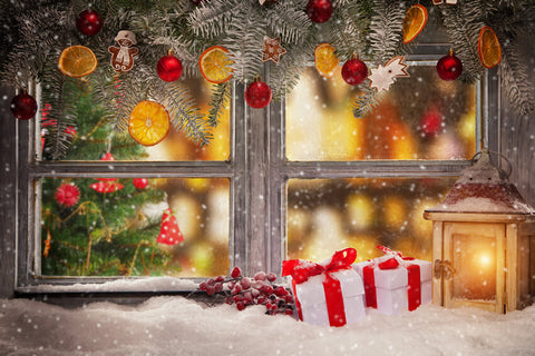 Christmas Window Decoration Blur Tree Backdrop UK M6-80