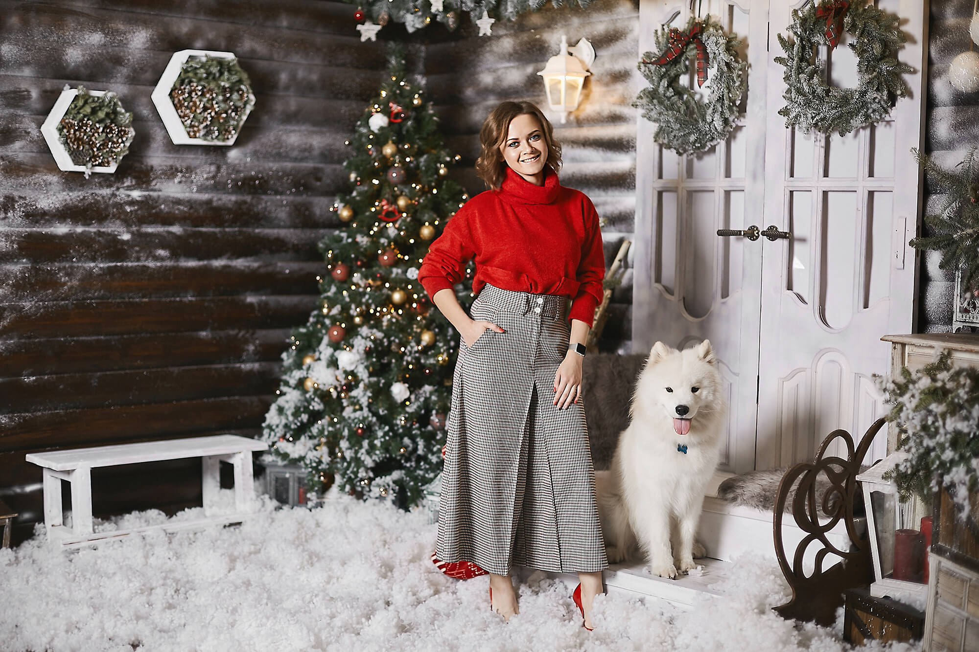 Christmas Home Decoration Courtyard Backdrop UK M6-89