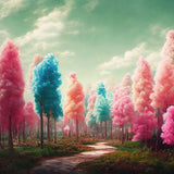 Colorful Dreamlike Candy Cotton Trees Backdrop UK M7-106