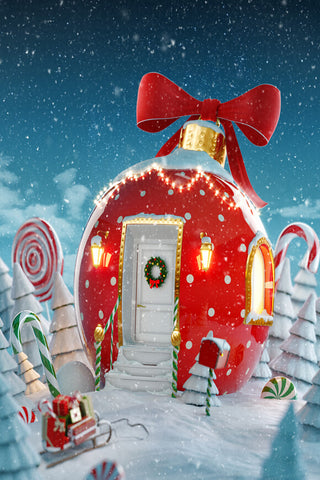 Christmas Candy Cup House Photography Backdrop UK M7-32