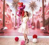 Fashion Doll Pink Princess House Backdrop UK M7-96
