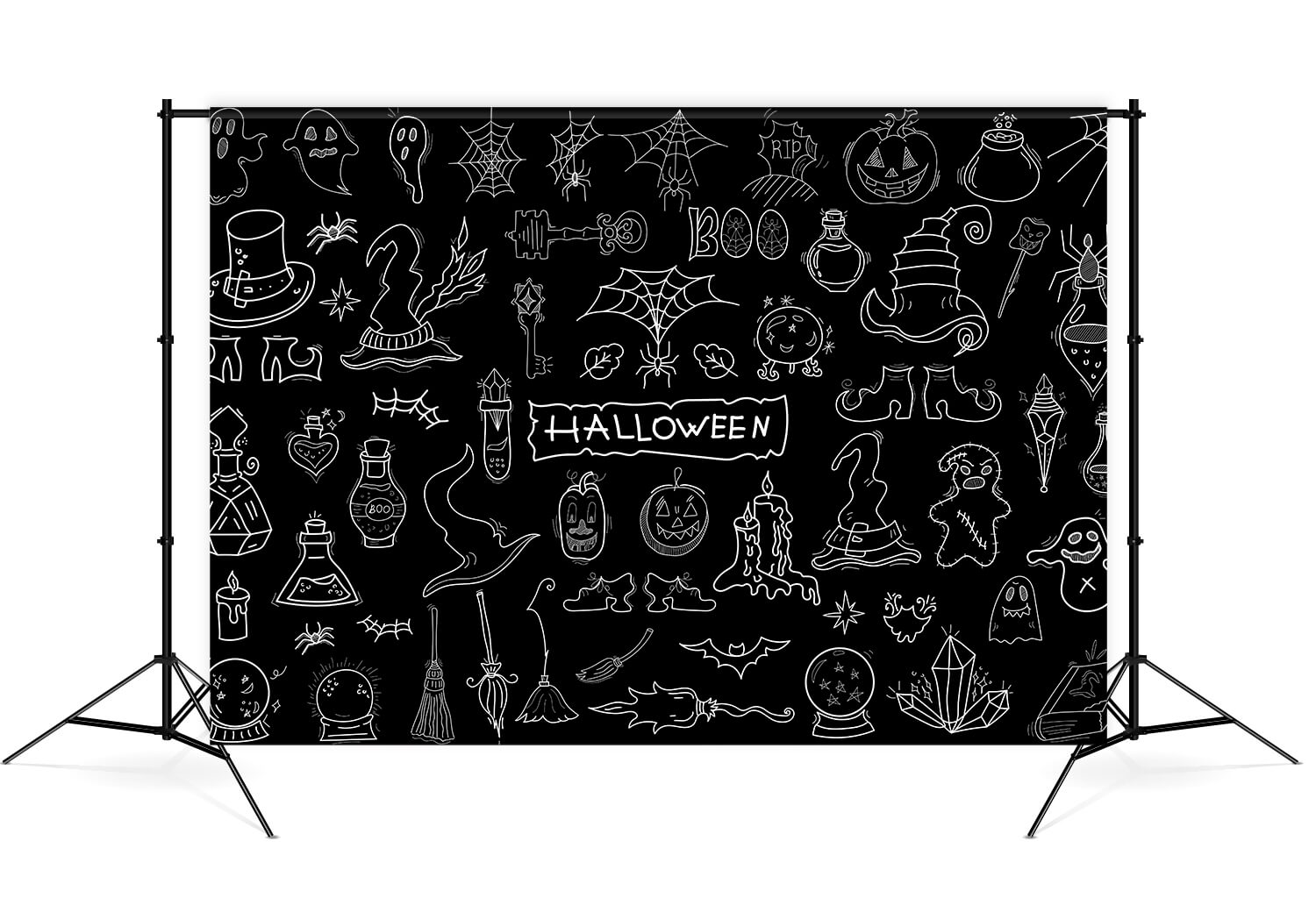 Halloween Doodle Hand Drawn Blackboard Backdrop UK M8-16