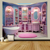 Fantasy Doll Pink Bathroom Dollhouse Backdrop UK M8-38