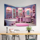 Fantasy Doll Pink Bathroom Dollhouse Backdrop UK M8-38