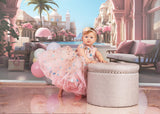 Pink Holiday Castle Fashion Doll Backdrop UK M8-39