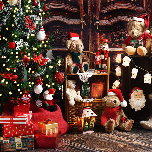 Christmas Tree Teddy Bears Decoration Backdrop UK M8-61